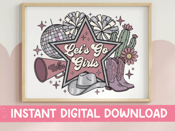 Lets Go Girls Purple Cowgirl Design: A Modern Graphic Asset