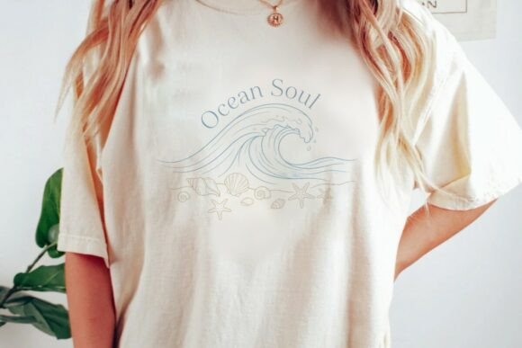 Ocean Wave Seashells Beach Design: Coastal Visuals for Creative Projects
