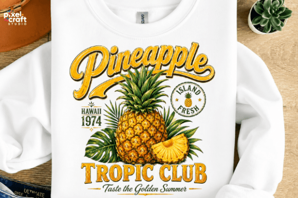 Pineapple Tropic Club PNG: A Designer's Vintage Asset