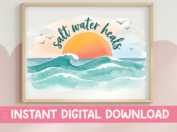 Salt Water Heals Ocean Wave Design: Coastal Branding Asset