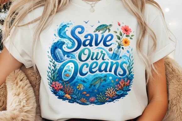 Save Our Oceans T-Shirt Design PNG