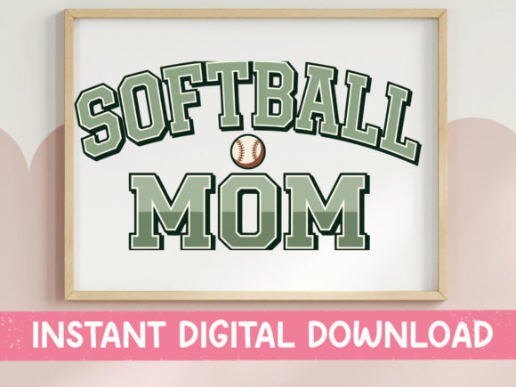 Softball Mom Collegiate Varsity Design: A Graphic Design Asset