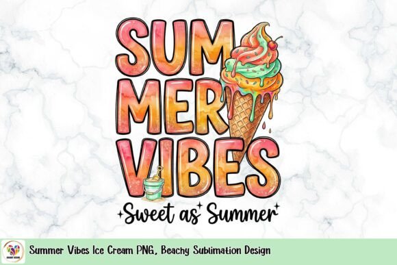 Summer Vibes Ice Cream PNG: A Beachy Sublimation Design Asset