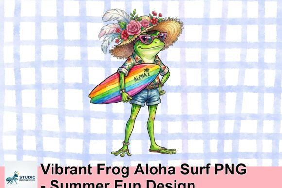 Summer Vibes: The Vibrant Frog Aloha Surf PNG
