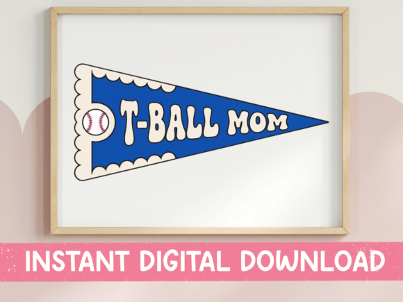 T-Ball Mom Pennant: A Vintage Design Asset with Modern Appeal