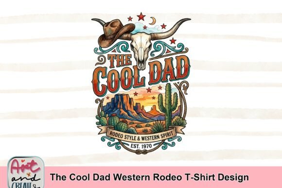 The Cool Dad Western Rodeo T-Shirt Design: A Visual Asset for Bold Branding