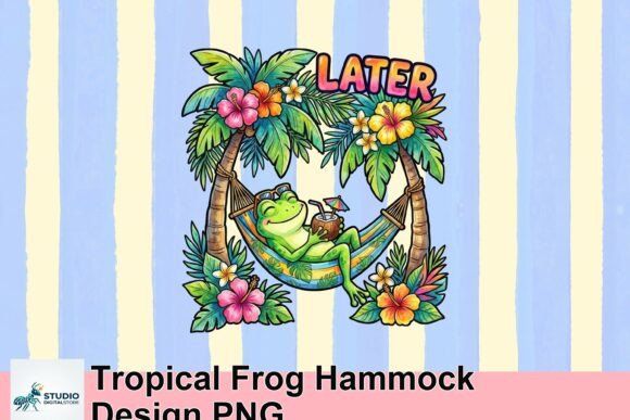 Tropical Frog Hammock Design PNG: A Fresh Visual Asset