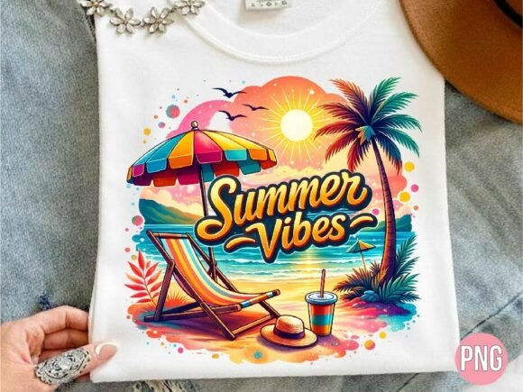 Tropical Summer Vibes Beach Design PNG: A Designer's Asset