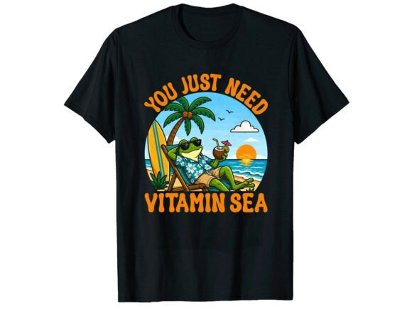 Vitamin Sea Summer T-Shirt Design: A Playful Graphic Asset